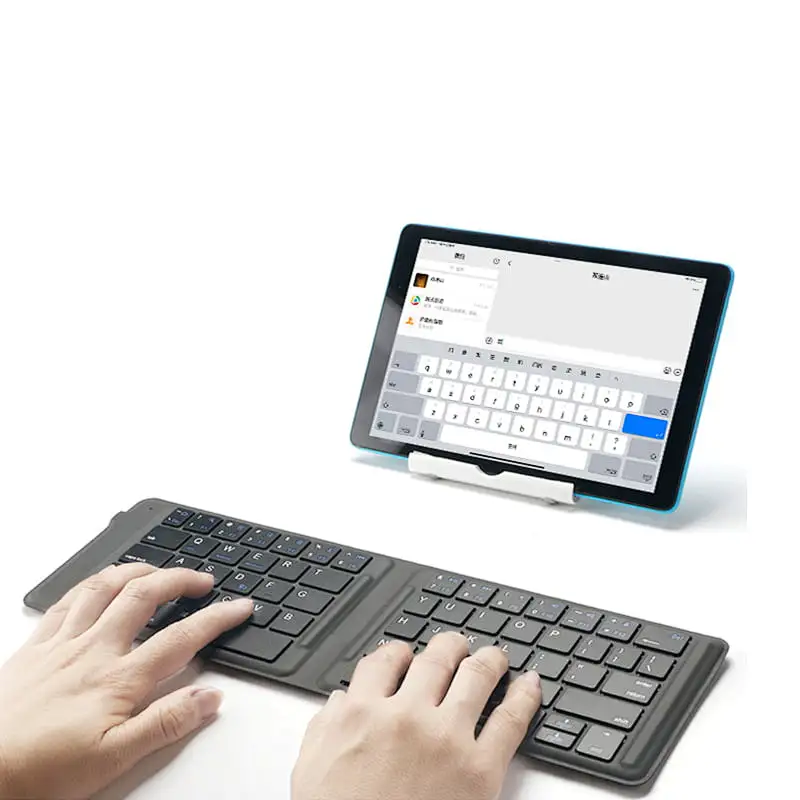 Portable Foldable 65 Keys Bluetooth Keyboard Ultra-thin Leather Coated Computer Laptop Rechargeable Multi-Function Wireless Keyboard