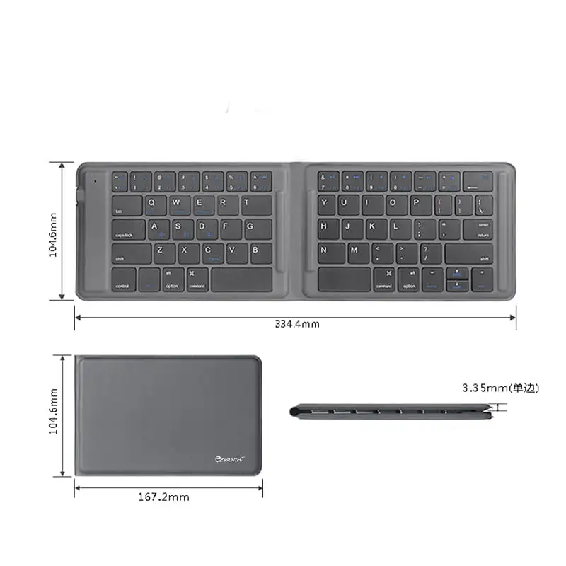 Portable Foldable 65 Keys Bluetooth Keyboard Ultra-thin Leather Coated Computer Laptop Rechargeable Multi-Function Wireless Keyboard
